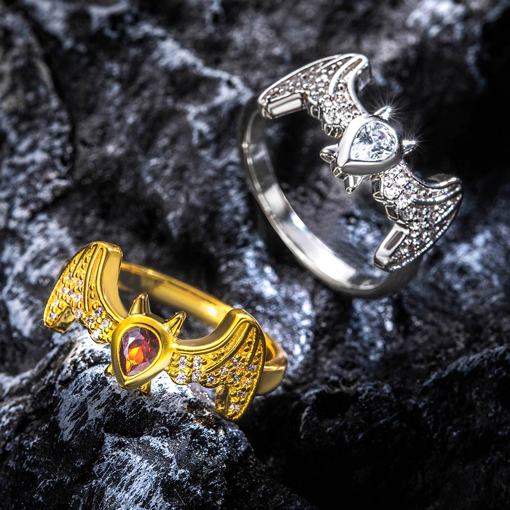 Personalized Birthstone Bat Ring