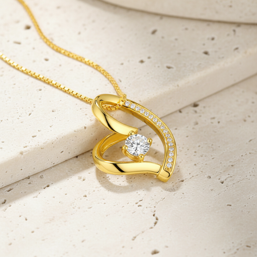 Custom Heart Birthstone Necklace