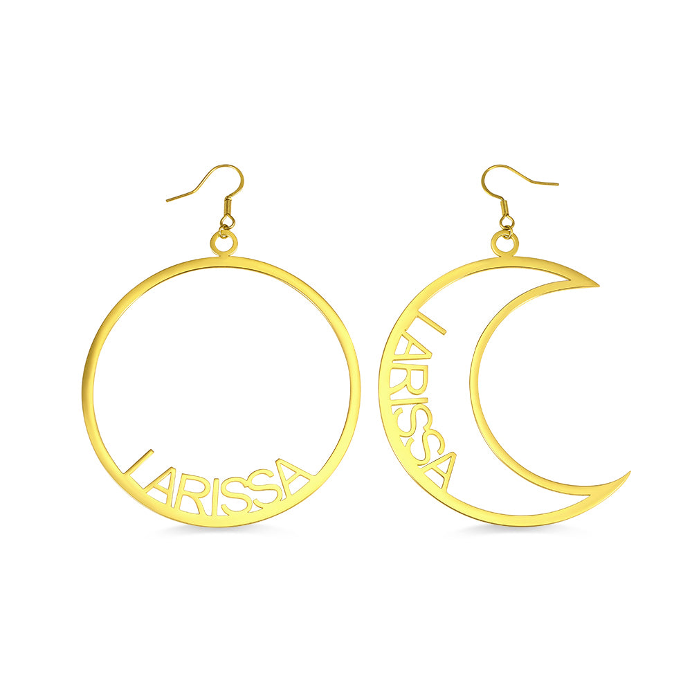 Personalized Sun & Moon Name Earrings