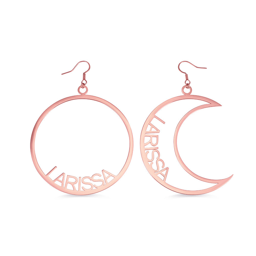 Personalized Sun & Moon Name Earrings