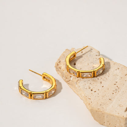 Vintage Zircon Hoop Earrings