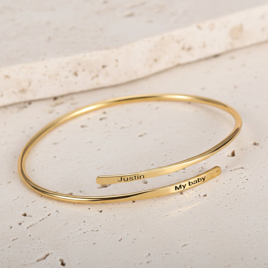 Engraved Open Name Bracelet