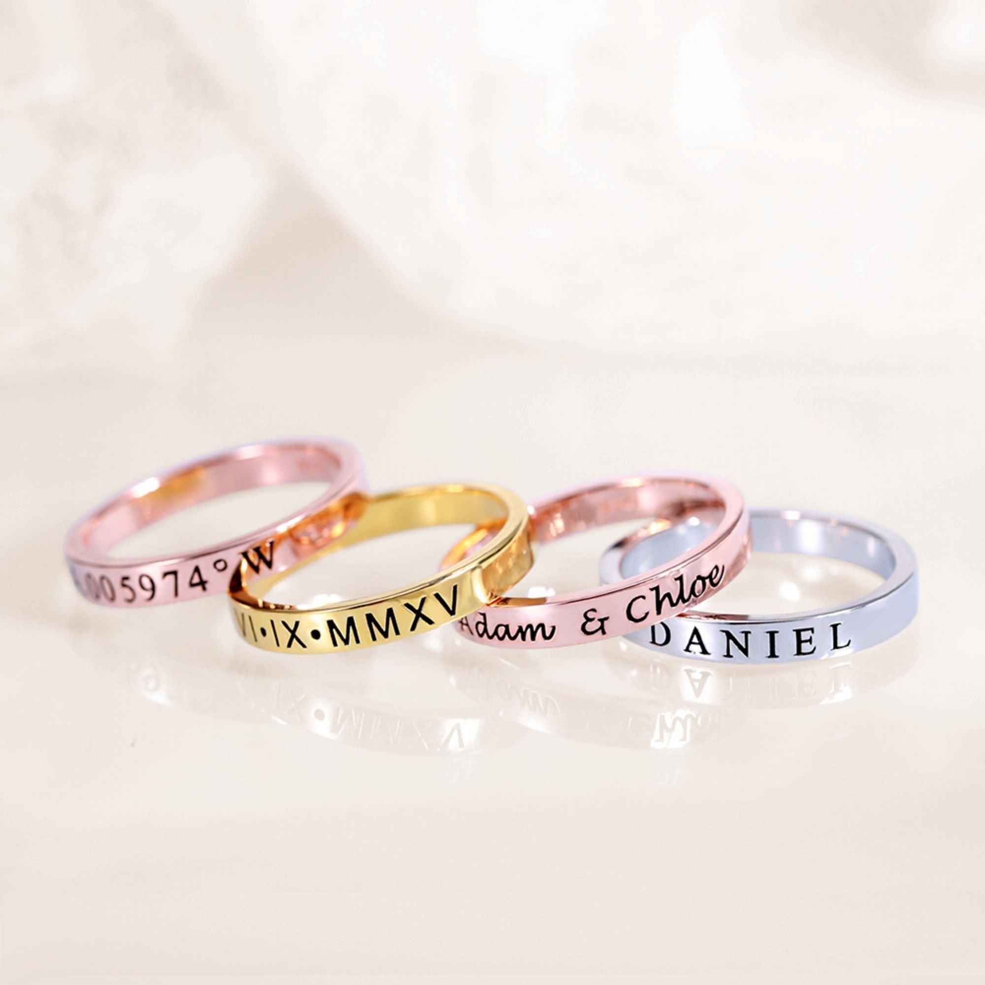 Custom Engraved Stackable Rings