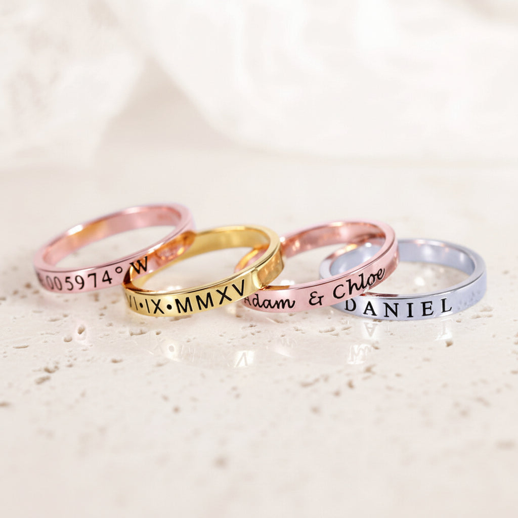 Custom Engraved Stackable Rings