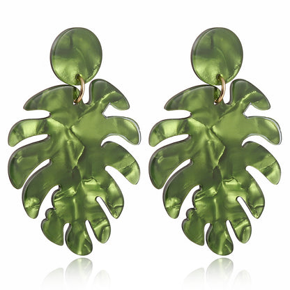 Monstera Leaves Resin Dangle Earrings