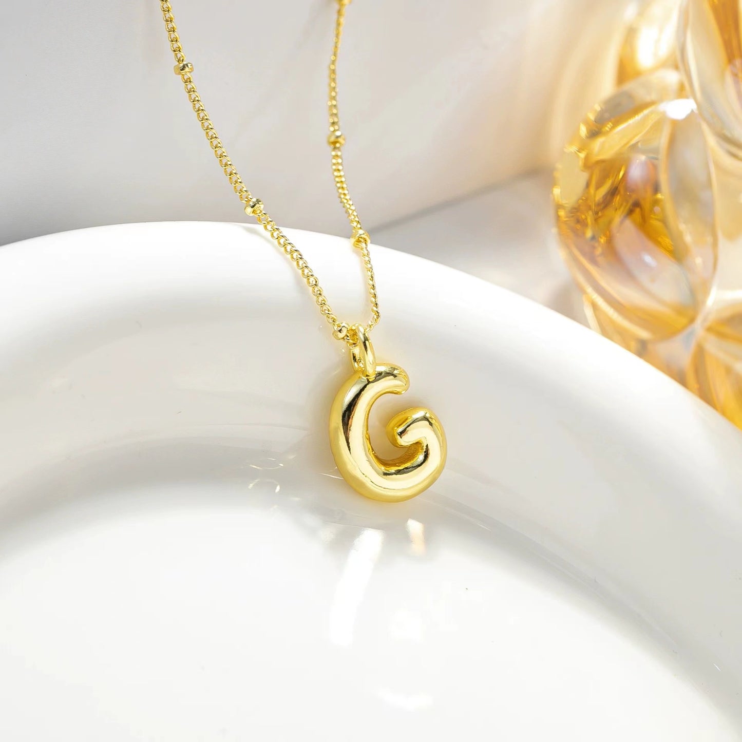 Custom Balloon Initial Pendant Necklace