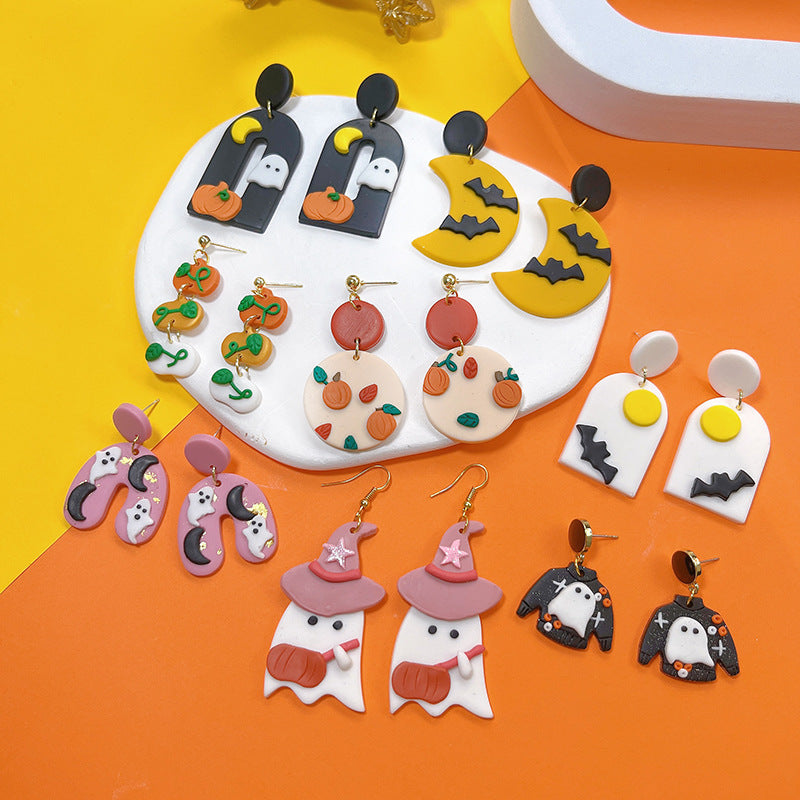 Spooky Halloween Polymer Clay Drop Earrings