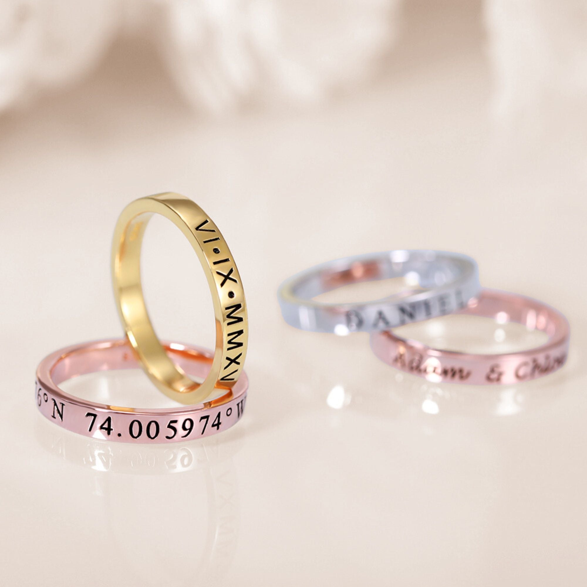 Custom Engraved Stackable Rings