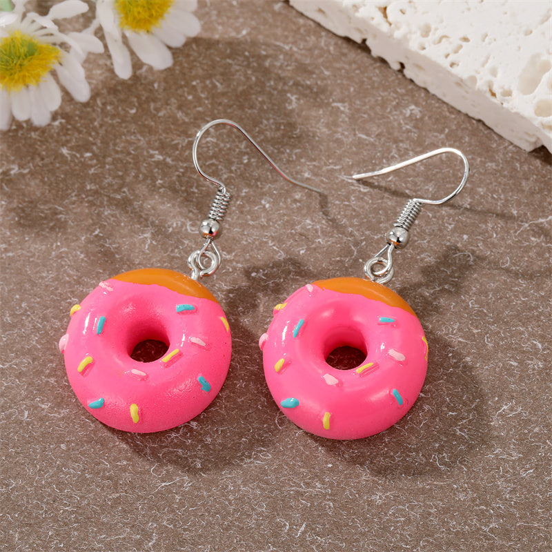 Cute Donut Art Resin Dangle Earrings