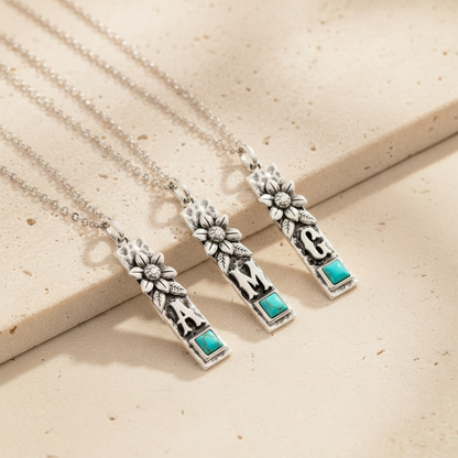 Western Turquoise Initial Bar Necklace