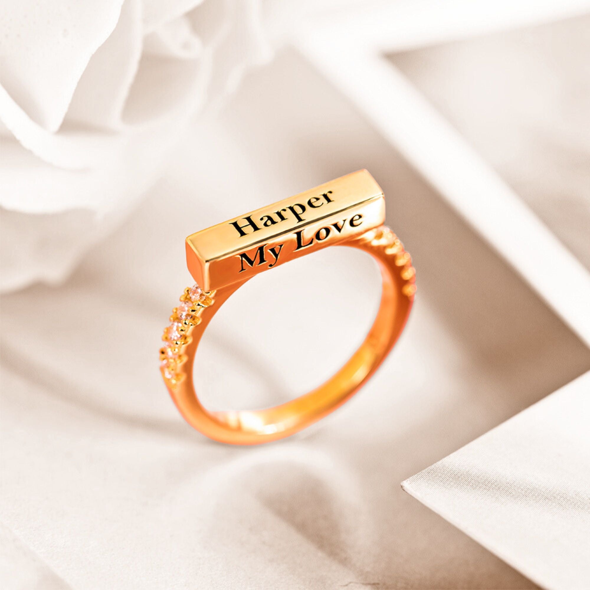 Custom Engraved Stackable Bar Ring