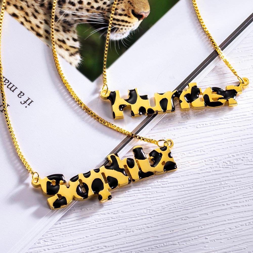Custom Leopard Name Necklace