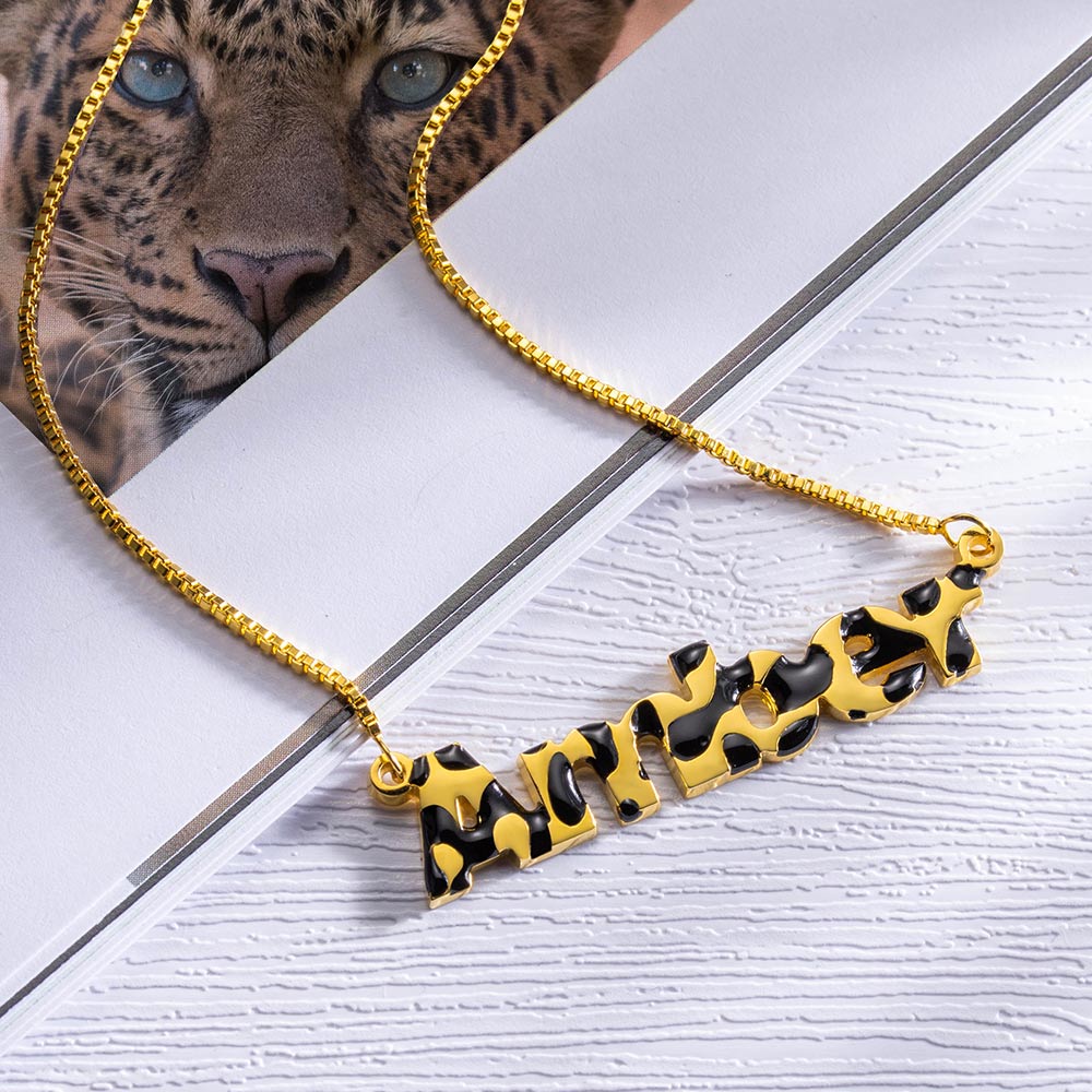 Custom Leopard Name Necklace
