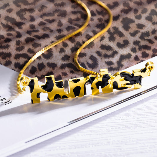 Custom Leopard Name Necklace