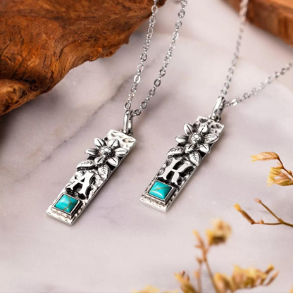 Western Turquoise Initial Bar Necklace