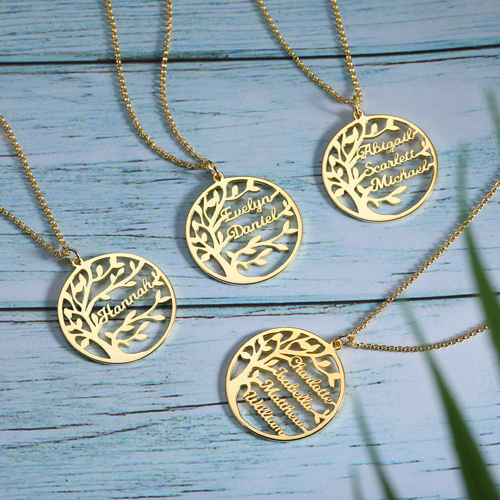 Personalized Family Names Tree Necklace