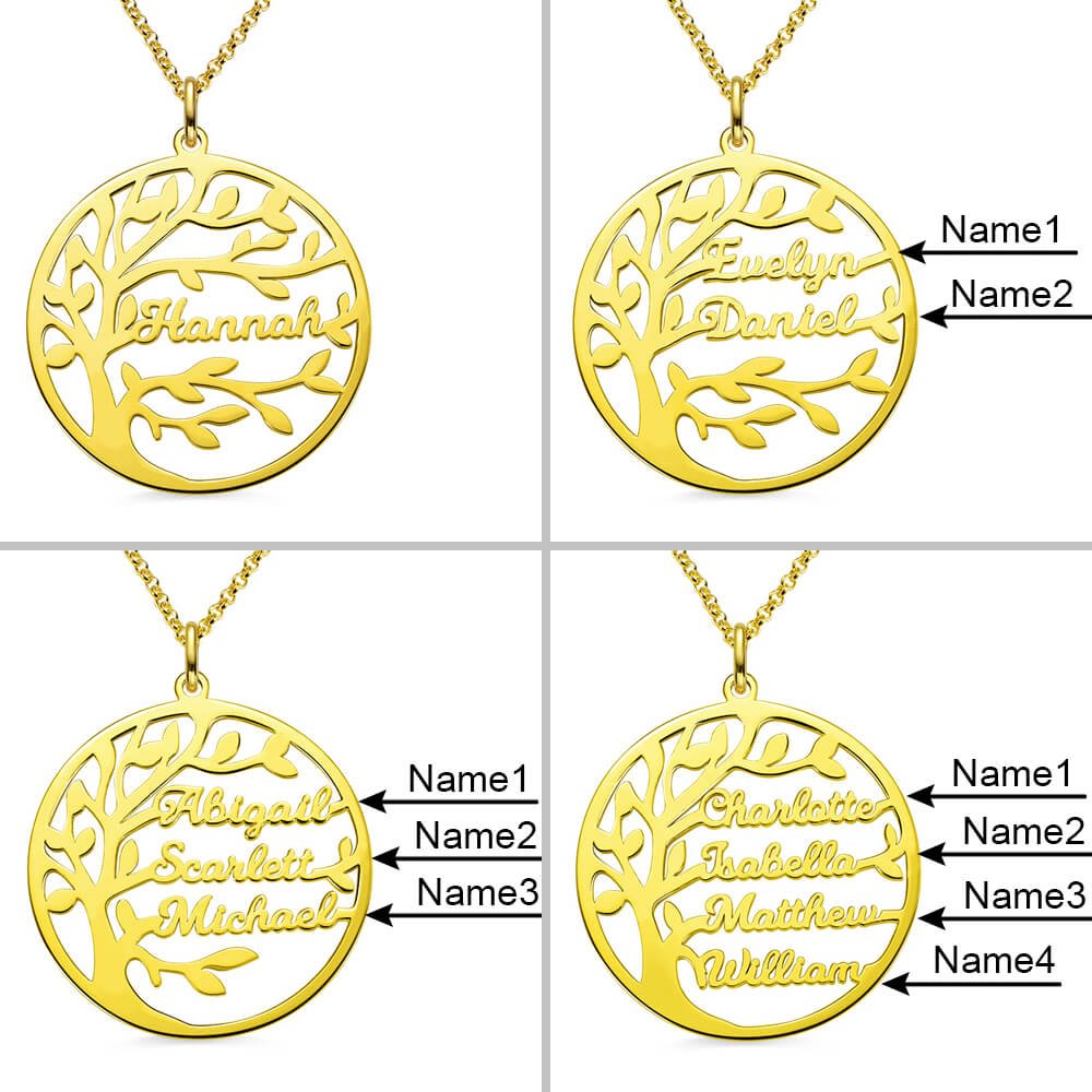 Personalized Family Names Tree Necklace