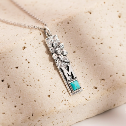 Western Turquoise Initial Bar Necklace