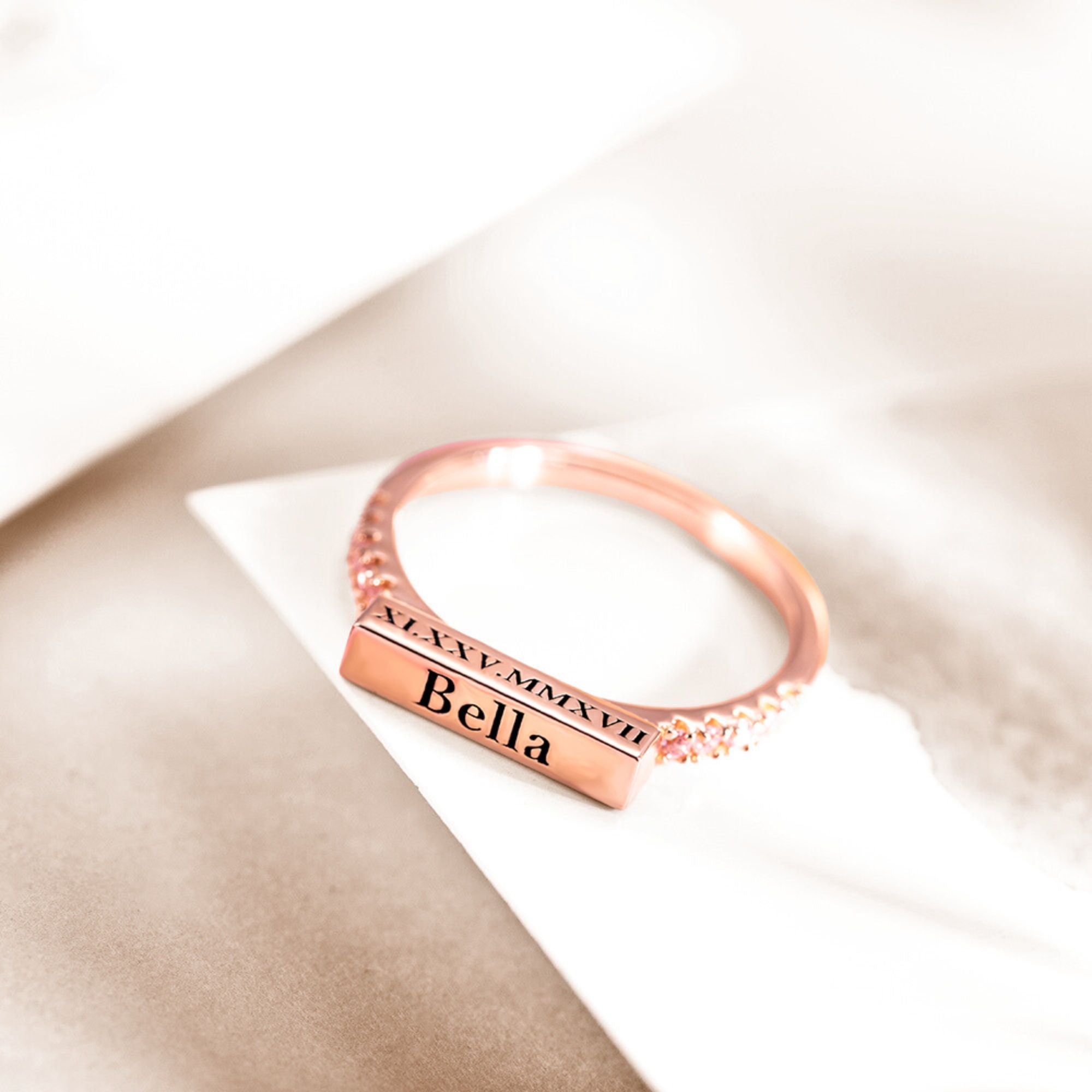 Custom Engraved Stackable Bar Ring