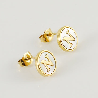 Custom Shell Letter Stud Earrings