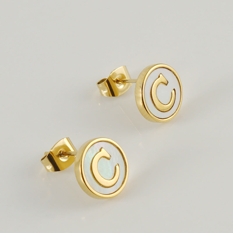 Custom Shell Letter Stud Earrings