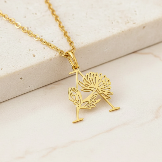 Personalized Birth Flower Initial Necklace