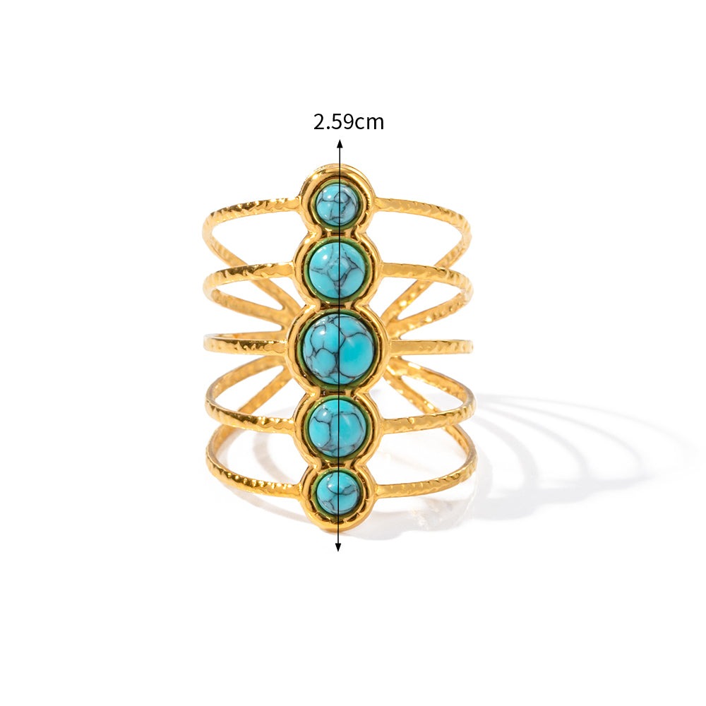 Boho 18k Gold Turquoise Open Rings