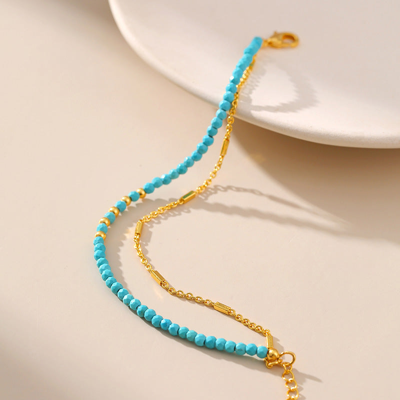 Beachy Turquoise Gold Beaded Bracelet