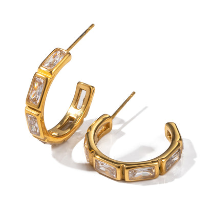 Vintage Zircon Hoop Earrings