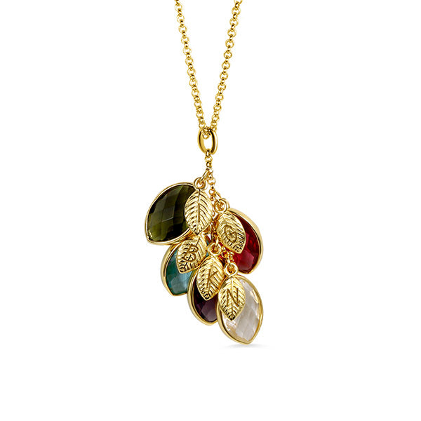 Combined Family Birthstones & Initials Necklace