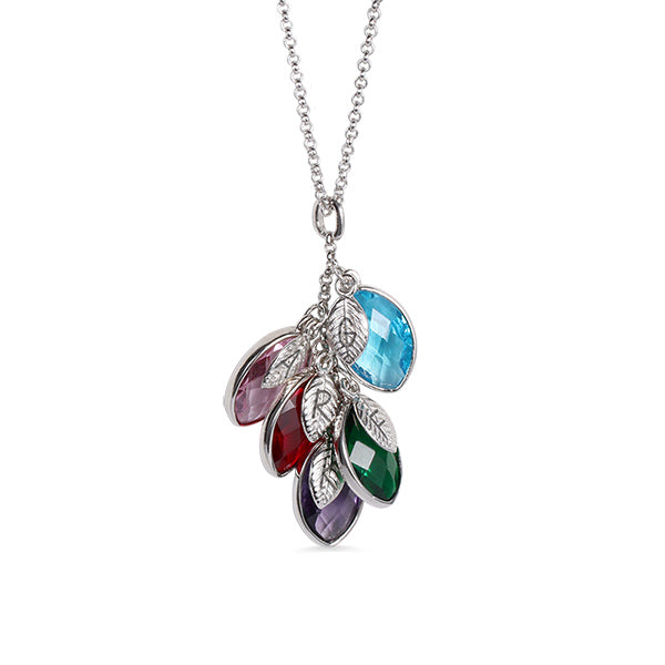 Combined Family Birthstones & Initials Necklace