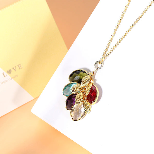 Combined Family Birthstones & Initials Necklace