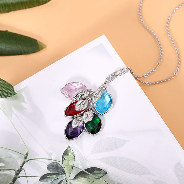 Combined Family Birthstones & Initials Necklace