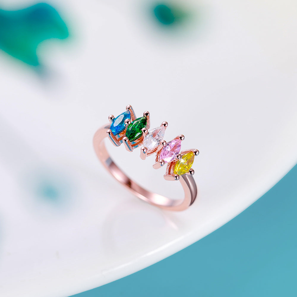 Combined Birthstone Solitaire Ring