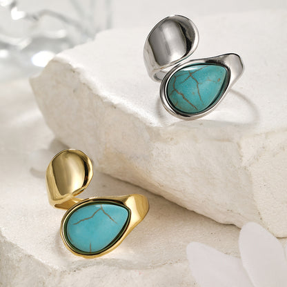 Boho Simple Turquoise Open Ring