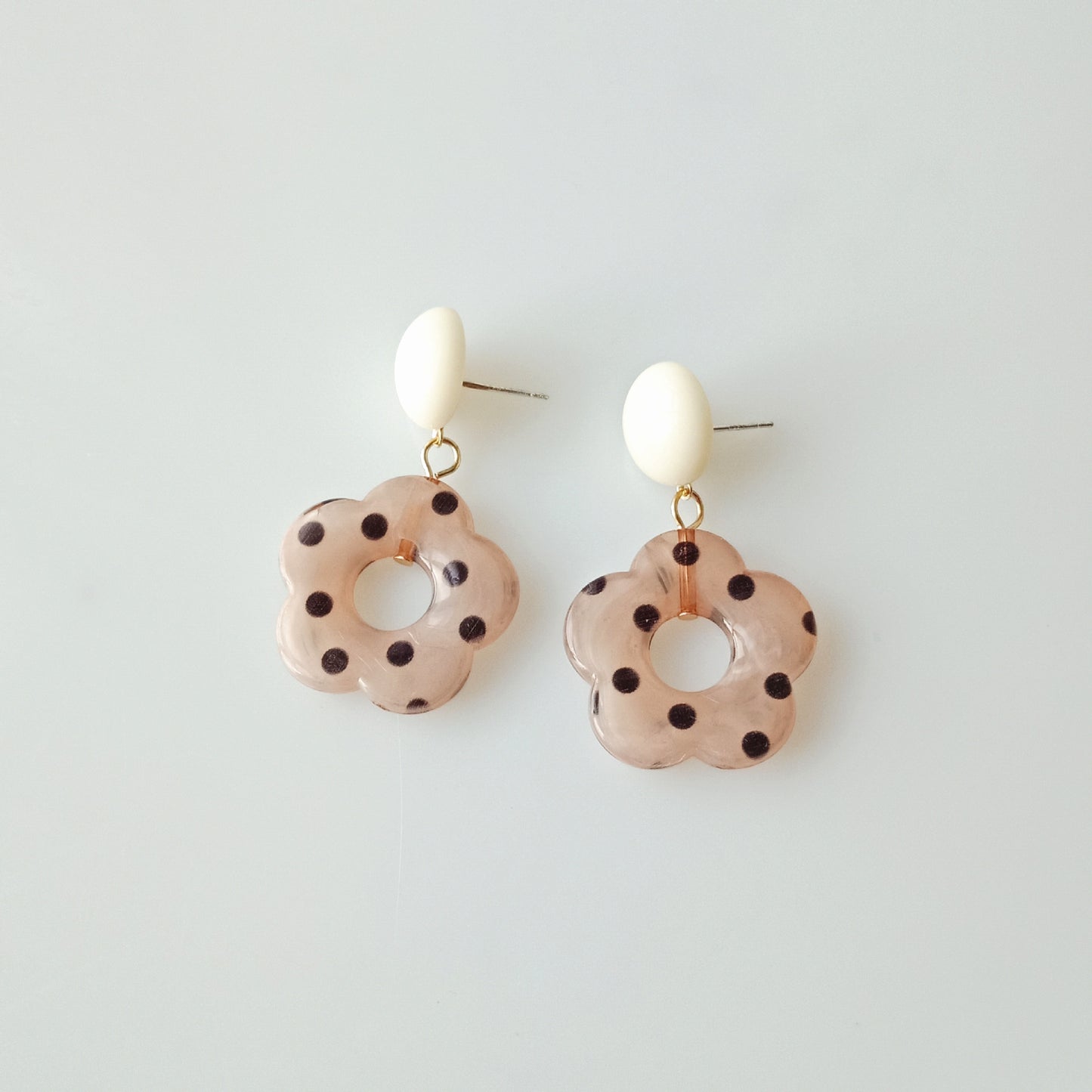 Classic Polka Floral Resin Dangle Earrings