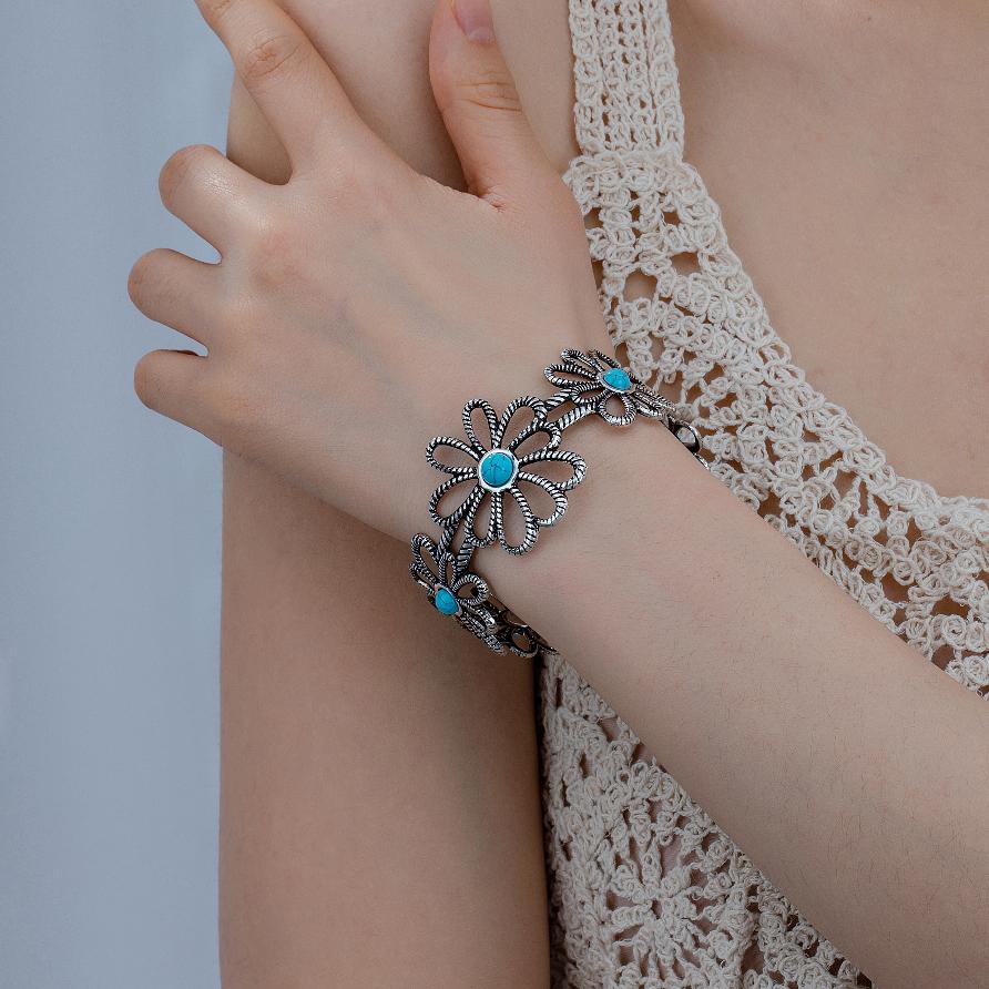 Turquoise Floral Cuff Bracelet