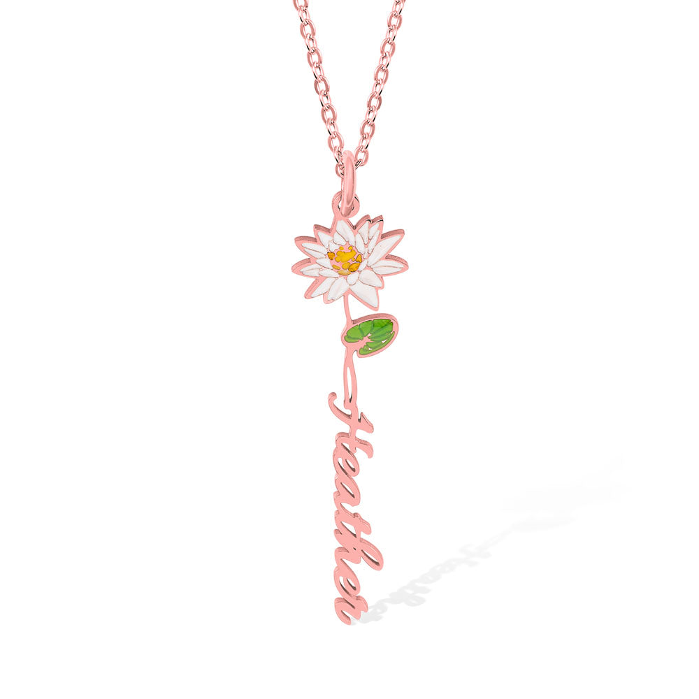 Personalized Birth Flower Name Necklace