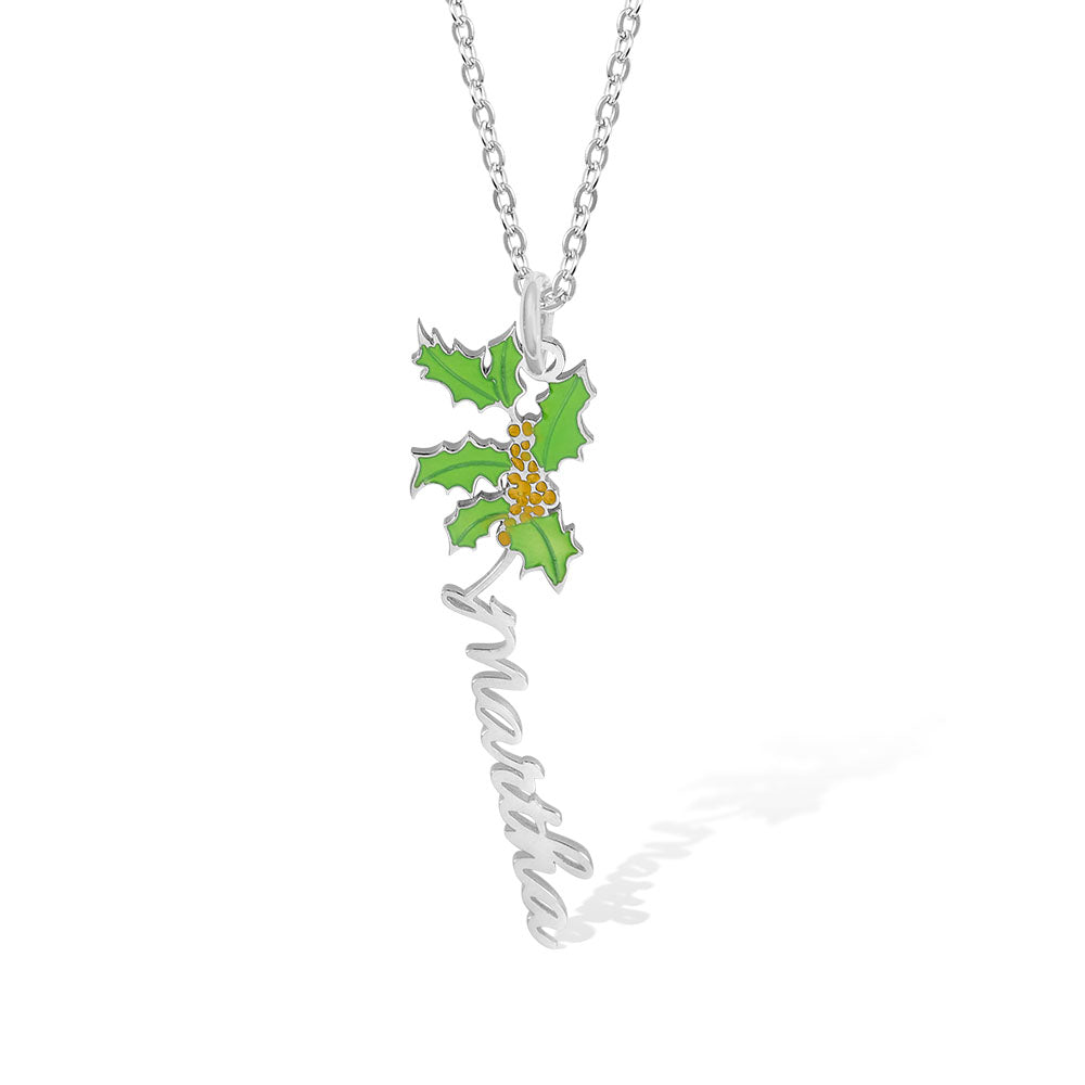 Personalized Birth Flower Name Necklace