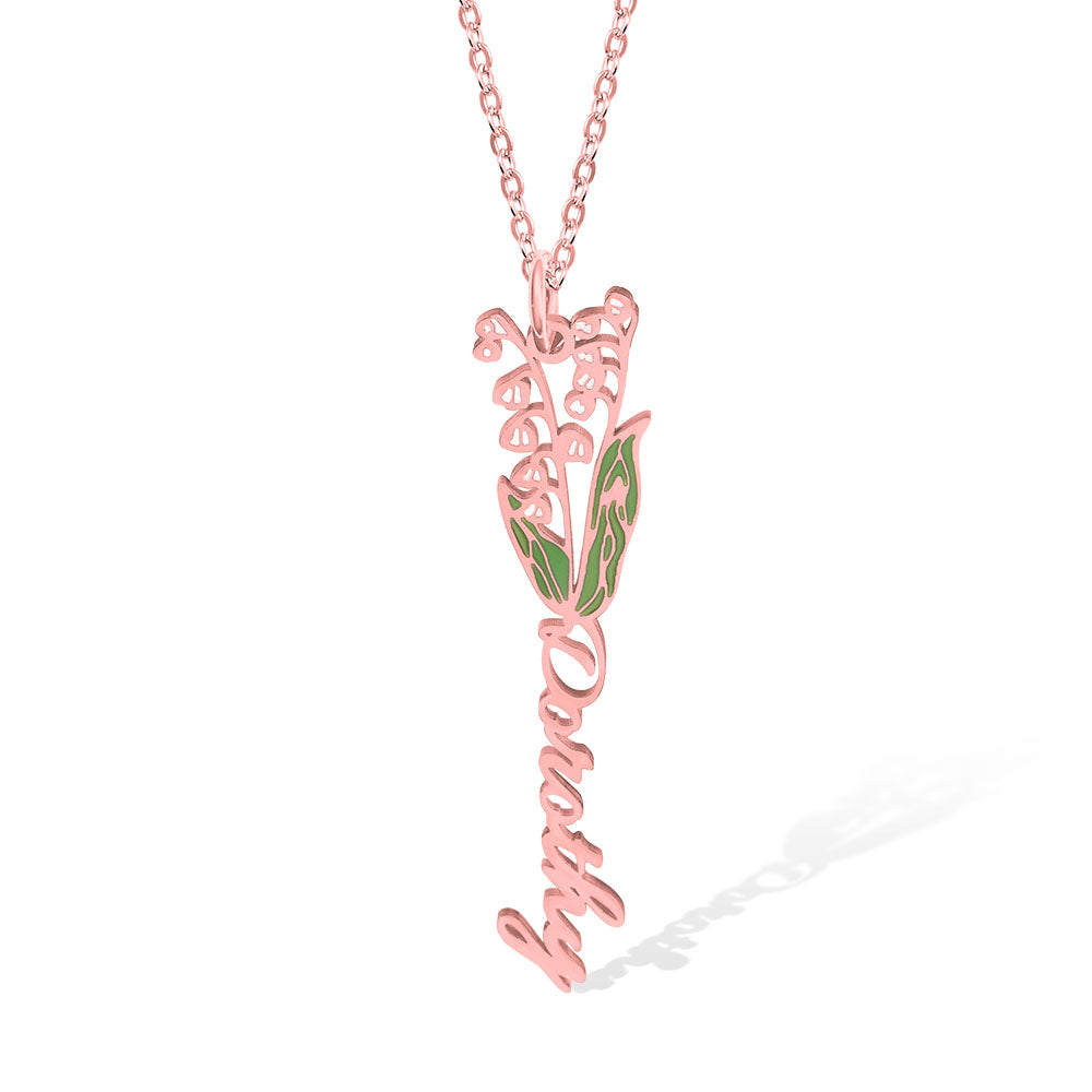 Personalized Birth Flower Name Necklace