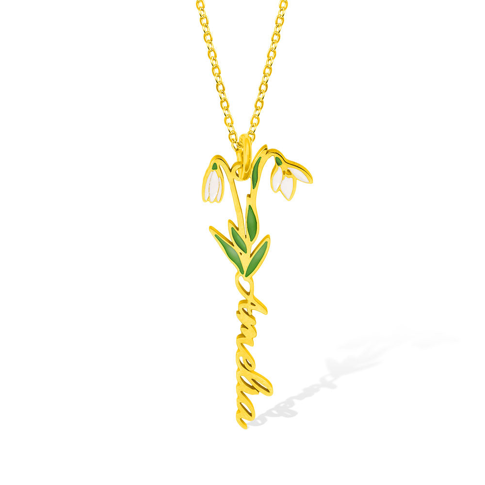 Personalized Birth Flower Name Necklace