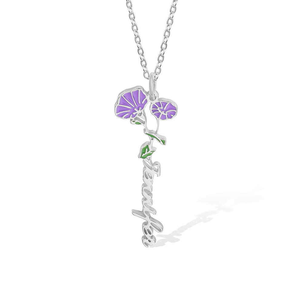 Personalized Birth Flower Name Necklace