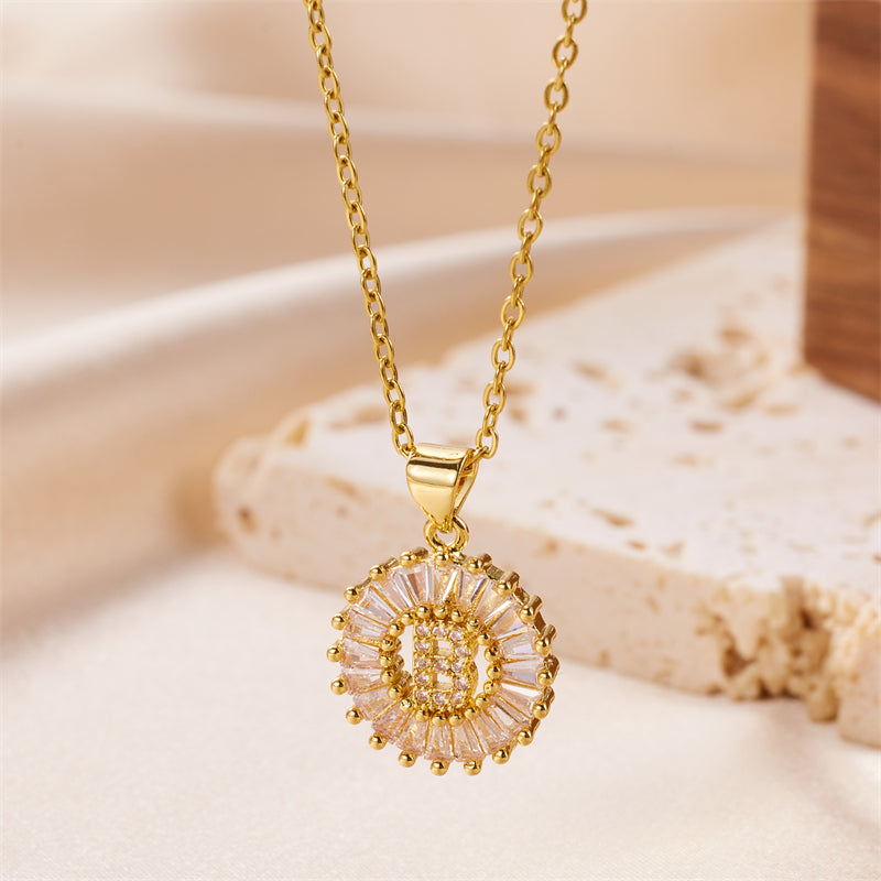 Crystal Initial Pendant Necklace