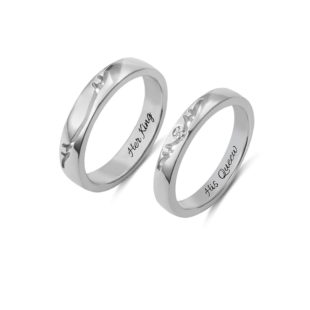 Personalized Antler Couples Ring Set