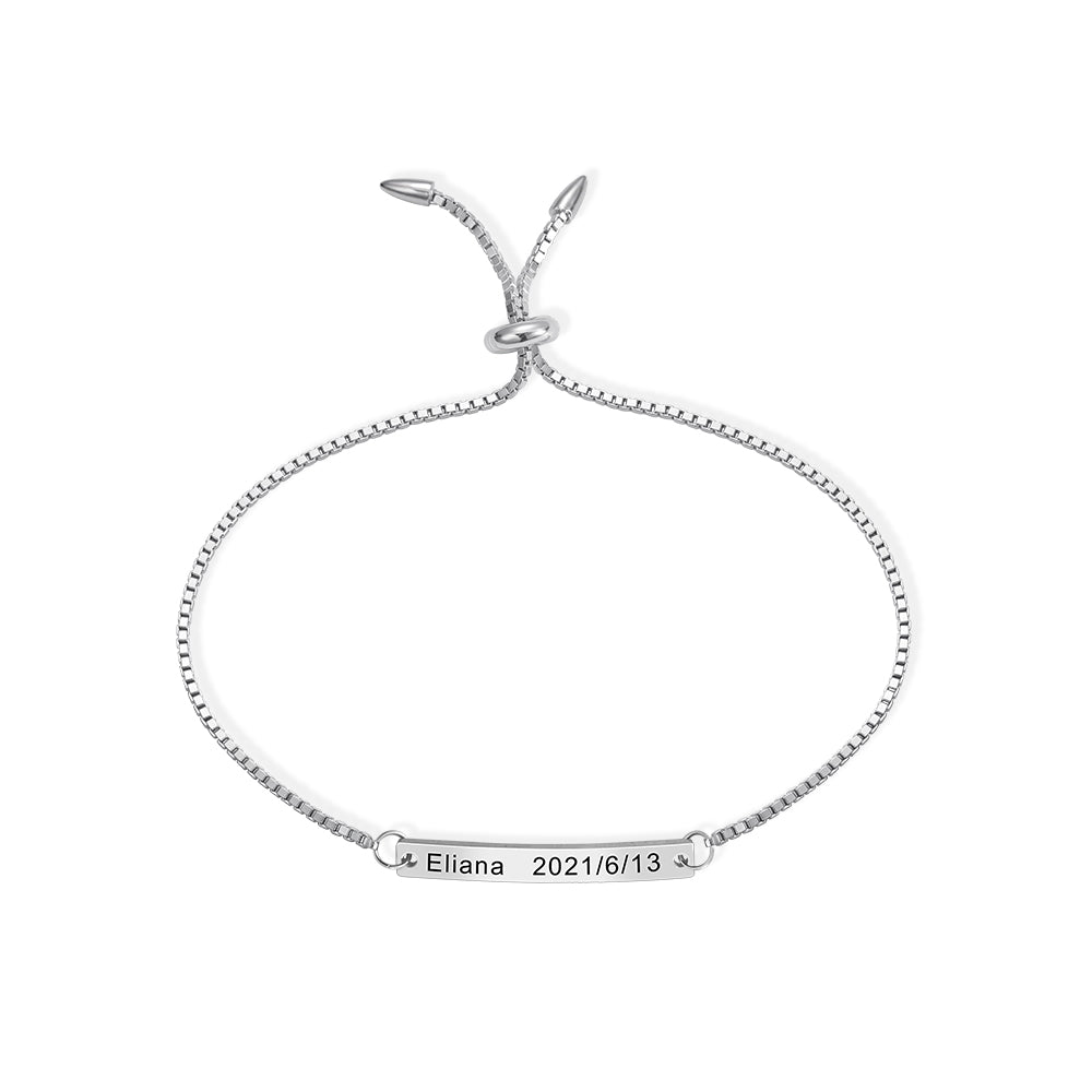 Engraved Bar Adjustable Bracelet