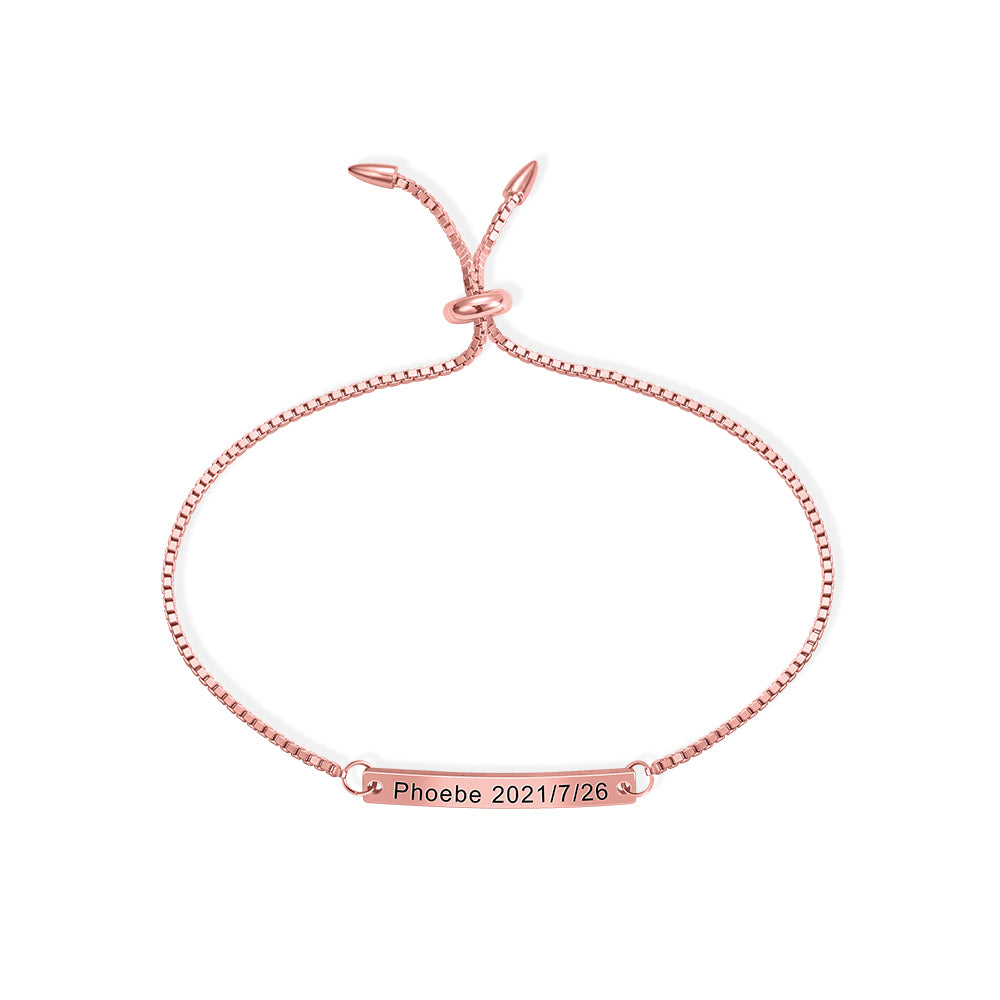 Engraved Bar Adjustable Bracelet