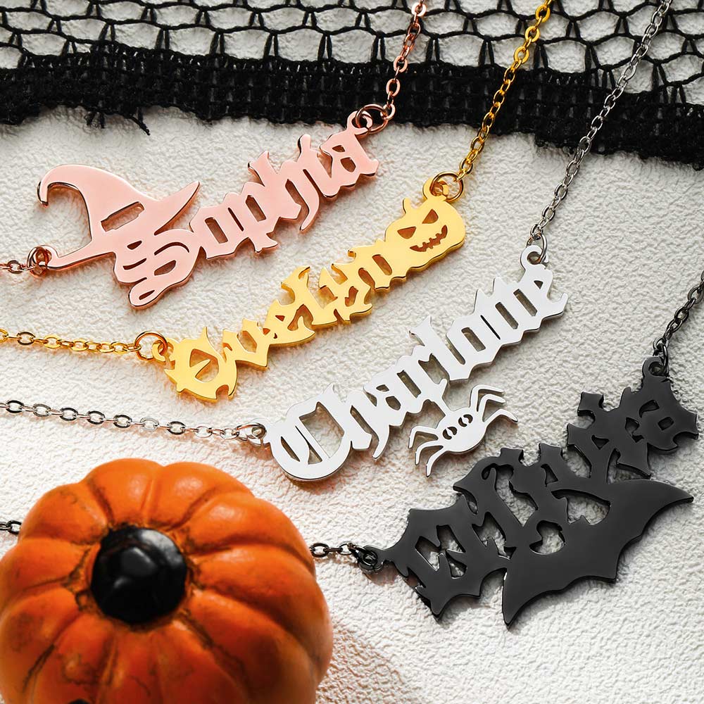 Personalized Gothic Name Necklace Sterling Silver 925