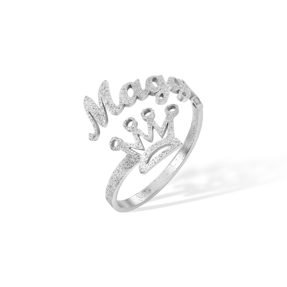 Personalized Crown Name Open Ring