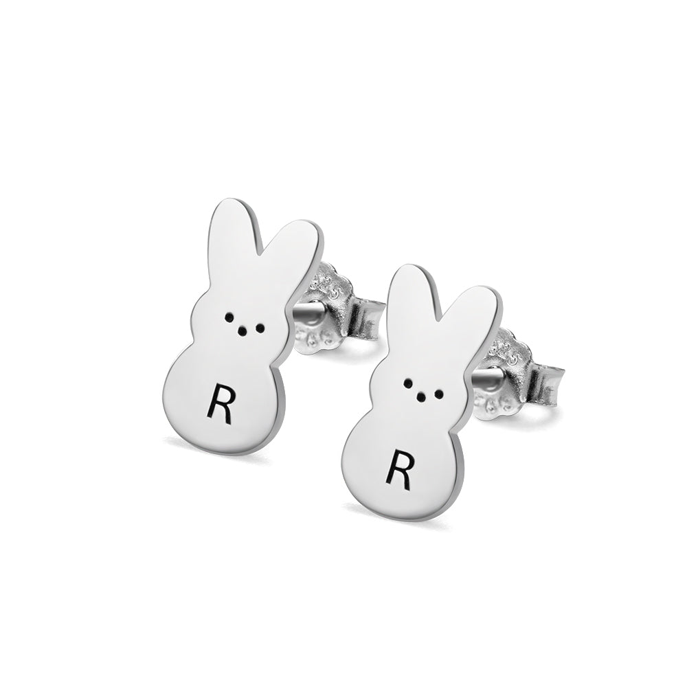 Personalized Initial Bunny Earrings