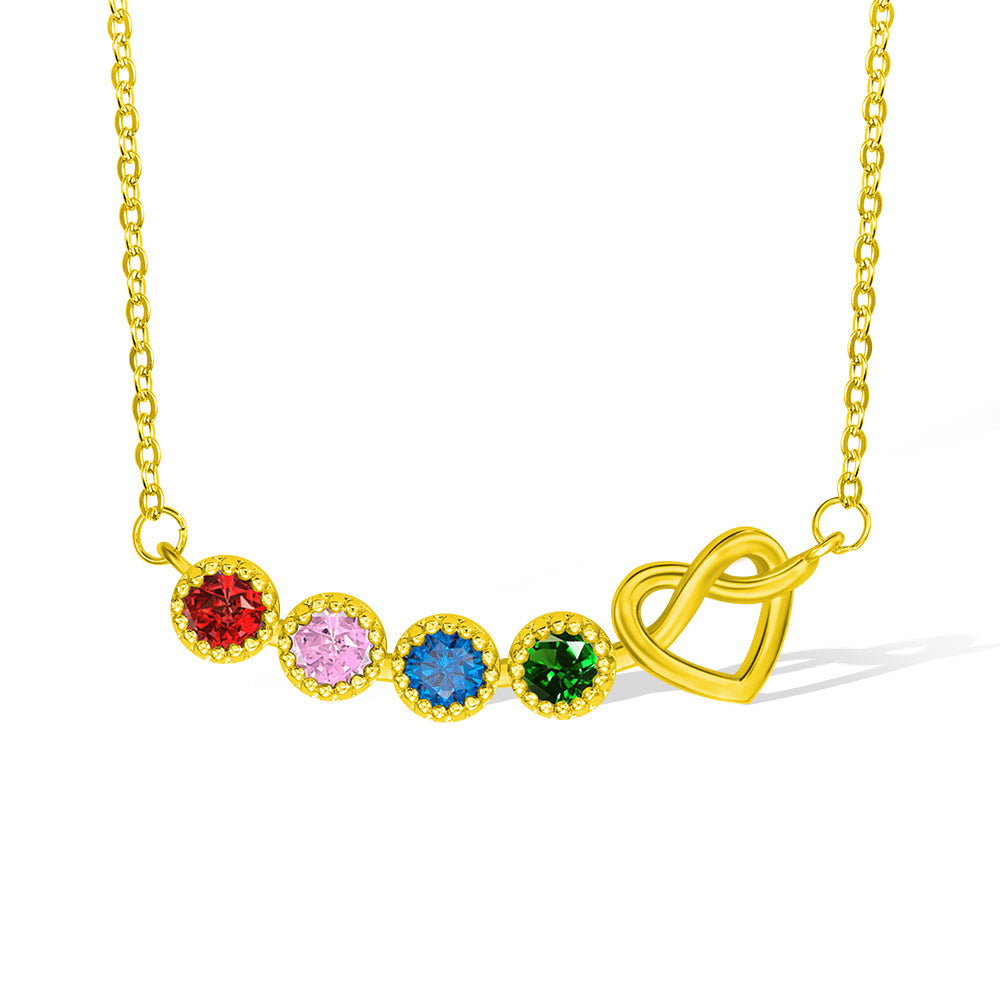 Combined Birthstone Heart Necklace Sterling Silver 925